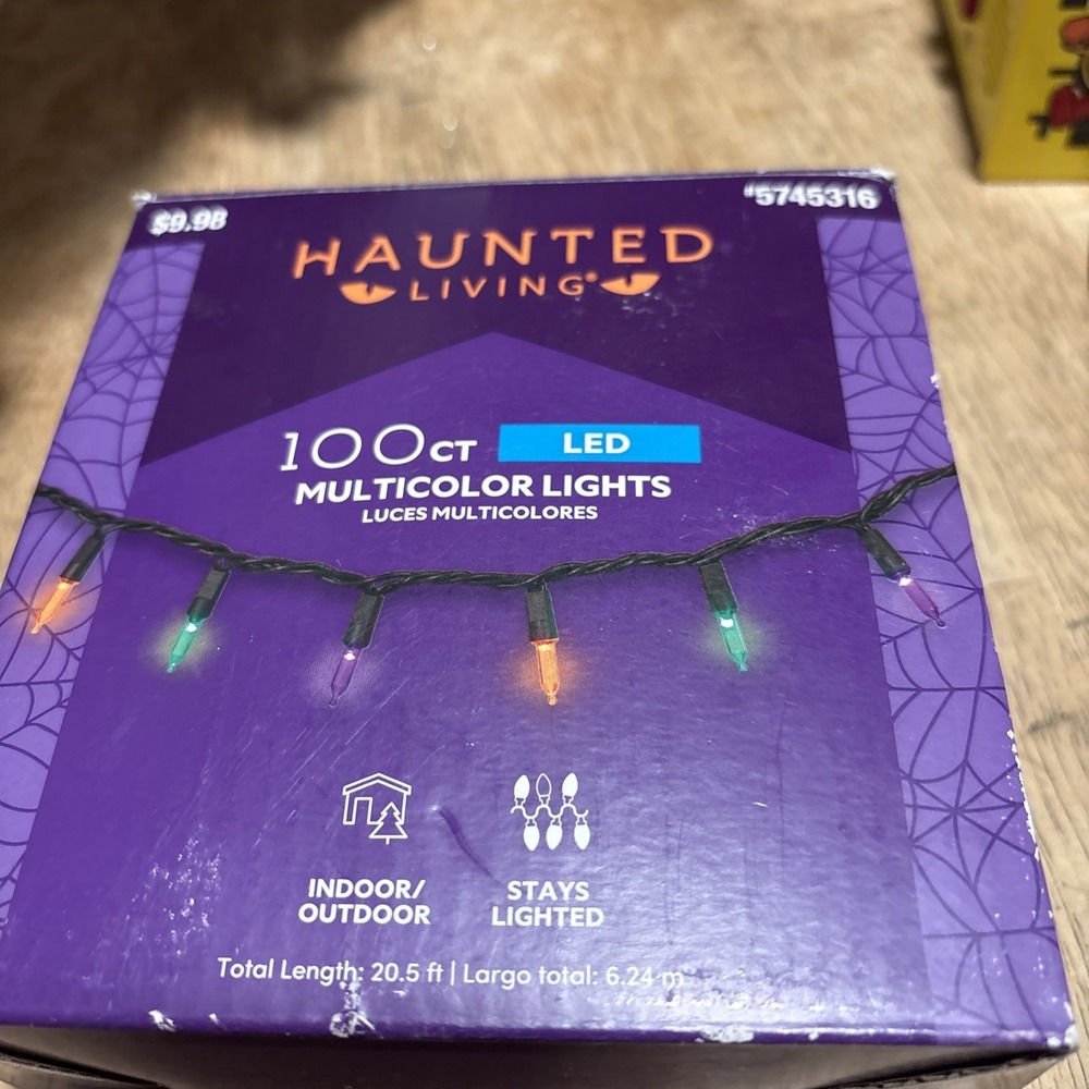 Haunted Living LED Halloween String Lights 20.5ft 100ct Green Black Cord 5745316